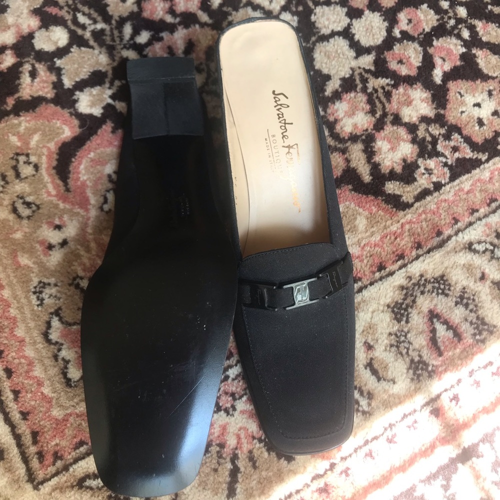 Black Ferragamo mules
